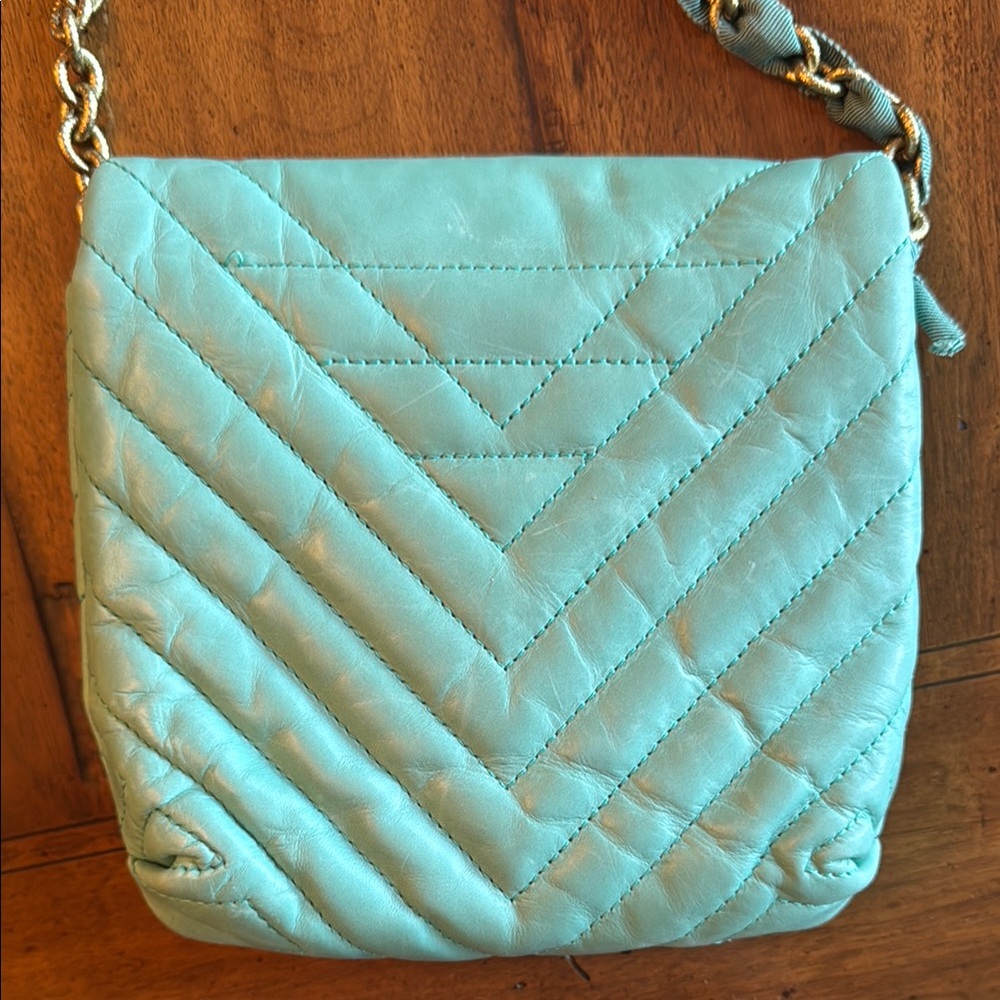 Teal Leather Lanvin Quilted Crossbody Bag - Picture 3 of 6